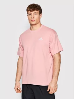 Koszulki sportowe męskie - T-Shirt Essentials Small Logo HE4389 Różowy Loose Fit - adidas - grafika 1