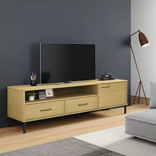 Lumarko Szafka pod TV OSLO, metalowe nóżki, brązowa, sosnowa - Szafki RTV - miniaturka - grafika 1