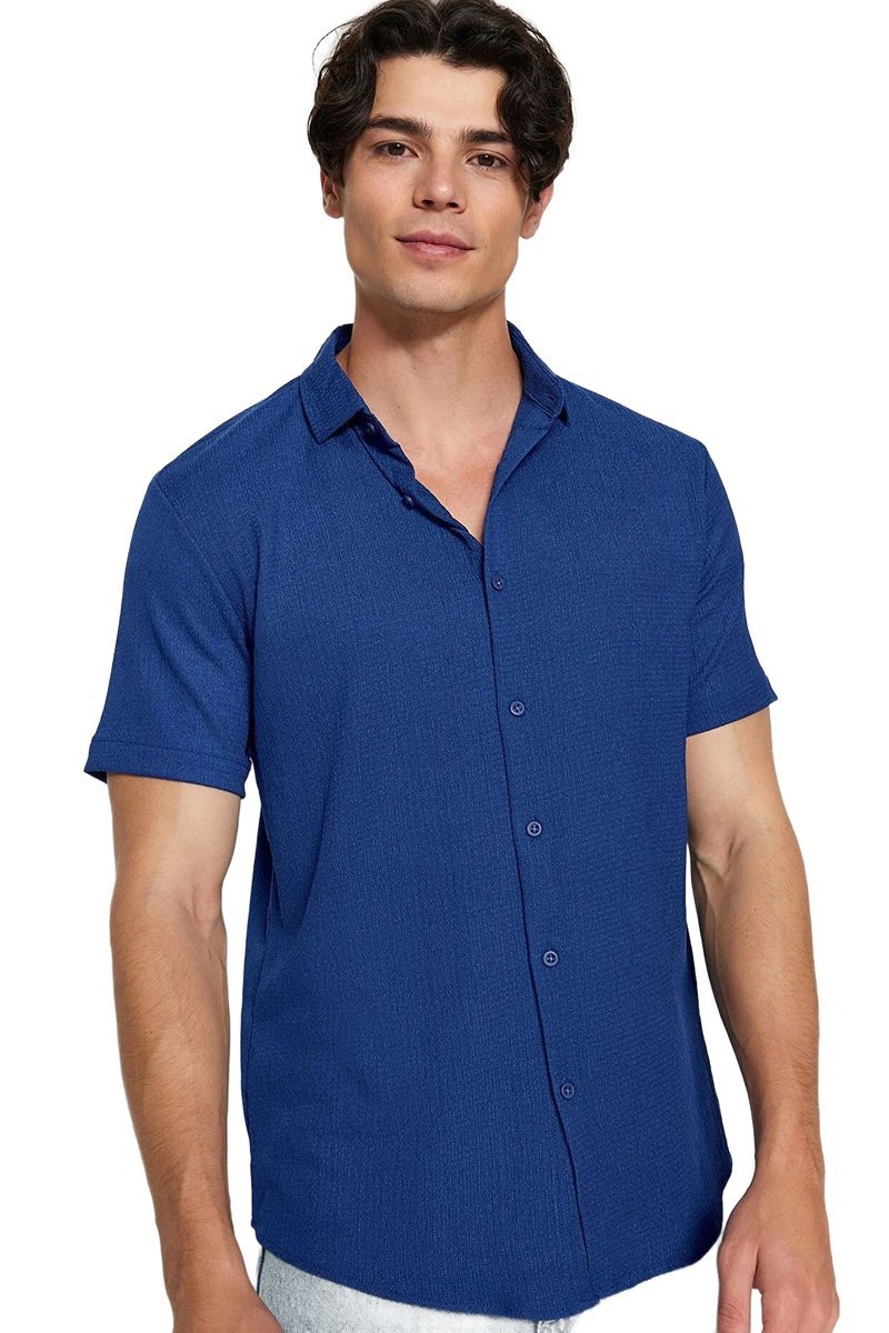 TRENDYOL MAN MĘSKA KOSZULA CASUAL NIEBIESKA KRÓTKI RĘKAW M 5DA