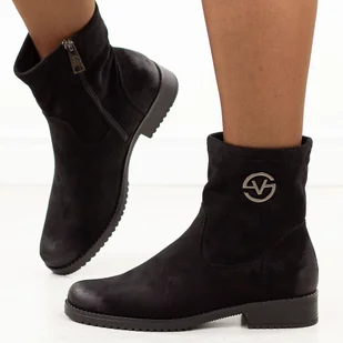 Czarne zamszowe botki damskie Vinceza 58594 - Botki damskie - miniaturka - grafika 1