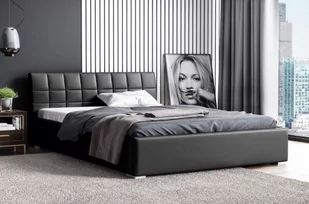 Łóżko tapicerowane pikowane z materacem Kendi 160x200 Czarne - Łóżka - miniaturka - grafika 1