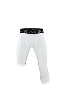 EULLA Legginsy sportowe męskie pojedyncze nogi elastyczne spodnie oddychające szybkie suszenie mężczyzn do koszykówki do biegania sportowe, Biały, XL - Legginsy - miniaturka - grafika 1