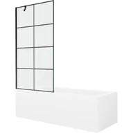 Wanny - Mexen Cubik wanna prostokątna 150 x 70 cm z obudową i parawanem 1-skrzydłowym 90 cm, czarny wzór - miniaturka - grafika 1