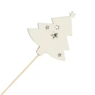 Ozdoby bożonarodzeniowe - [000097] Dekoracja drewniana na piku choinka w ażurowe gwiazdki - miniaturka - grafika 1