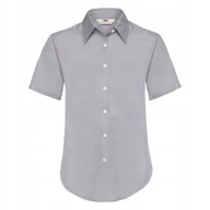 Koszule damskie - Koszula damska z krótkim rękawem Oxford Oksfordzki Szary r. 2XL - miniaturka - grafika 1