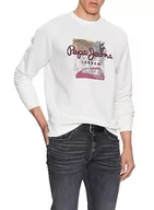 Bluzy męskie - Pepe Jeans Męska bluza dresowa Melbourne, biała (biała), M, Biały (nie biały), M - miniaturka - grafika 1