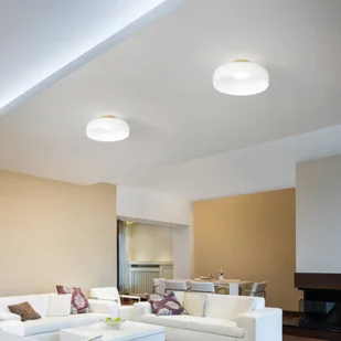 Fabas Luce Lampa sufitowa LED Lunar, możliwość ściemniania, biały / opal, salon / jadalnia, szkło, nowoczesny - Lampy sufitowe - miniaturka - grafika 1