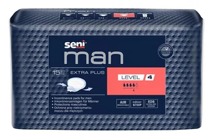 SENI MAN SUPER LEVEL 4 Wkładki urologiczne męskie, 15 szt. - >>> DARMOWA od 99zł <<< w 24h ! - Pieluchy dla dorosłych - miniaturka - grafika 1