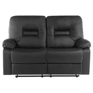 Sofy i kanapy - Beliani Sofa skóra ekologiczna dwuosobowa czarna rozkładana BERGEN czarny - miniaturka - grafika 1