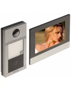 HIKVISION Zestaw wideodomofonowy IP DS-KIS604-S(B) Hikvision DS-KIS604-S(B) - Wideodomofony - miniaturka - grafika 1