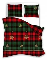 Pościel dla dzieci - POŚCIEL bawełniana ŚWIĄTECZNA 140x200 + 70x90 kratka śnieżynki gwiazdki - miniaturka - grafika 1