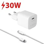 Ładowarki do telefonów - Fixed Ładowarka sieciowa Mini 1xUSB-C PD 30W + Lightning MFI kabel 1m FIXC30M-CL-WH Biała - miniaturka - grafika 1