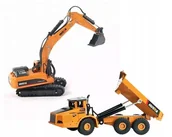 Samochody i pojazdy dla dzieci - KOPARKA I WYWROTKA METALOWA ZESTAW 1:50 HUINA 1611 - miniaturka - grafika 1
