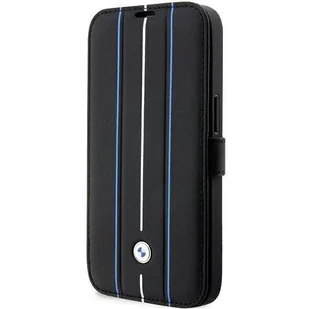Etui BMW BMBKP14L22RVSK iPhone 14 Pro 6,1" czarny/black bookcase Leather Stamp Blue Lines - Etui i futerały do telefonów - miniaturka - grafika 1