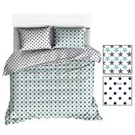 Pościel - Pościel 140x200 R136 biała rozgwiazdy groszki granatowe 38N 205N - miniaturka - grafika 1
