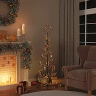 Choinki - vidaXL Choinka w kształcie stożka z bombkami 100 LED ciepły biały 150 cm - miniaturka - grafika 1