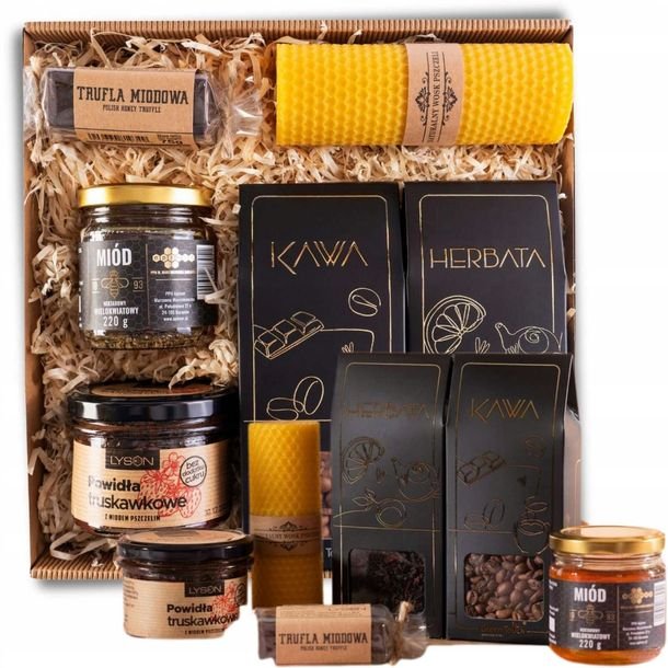 Kosz Prezentowy Prezent Na Święta Zestaw Herbata Kawa Miód Świeca Premium