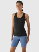 Koszulki sportowe damskie - 4F Top slim treningowy damski - czarny XS - miniaturka - grafika 1