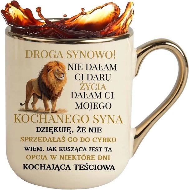 Kubek Elegant Beżowy Na Wyjątkowy Prezent Dla Synowej Od Teściowej Wzory