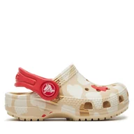 Buty dla dziewczynek - Klapki Crocs Classic Heart Print Clog T 206832 Beżowy - miniaturka - grafika 1