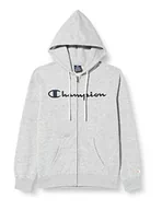 Bluzy męskie - Champion Męska bluza z kapturem Legacy American Classics Heavy Power blend Terry Logo na zamek błyskawiczny Bluza z kapturem, szary wrzosowy, S - miniaturka - grafika 1