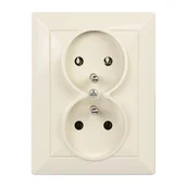 Gniazdka elektryczne - Abex Gniazdo podwójne z/u monoblok Perła - beż - miniaturka - grafika 1