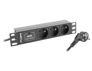 Lanberg Lanberg listwa zasilająca Rack PDU 10 1U 10A 3x 230v PL 2m czarna (PDU-03E-0200-IEC-BK) - Listwy zasilające - miniaturka - grafika 1