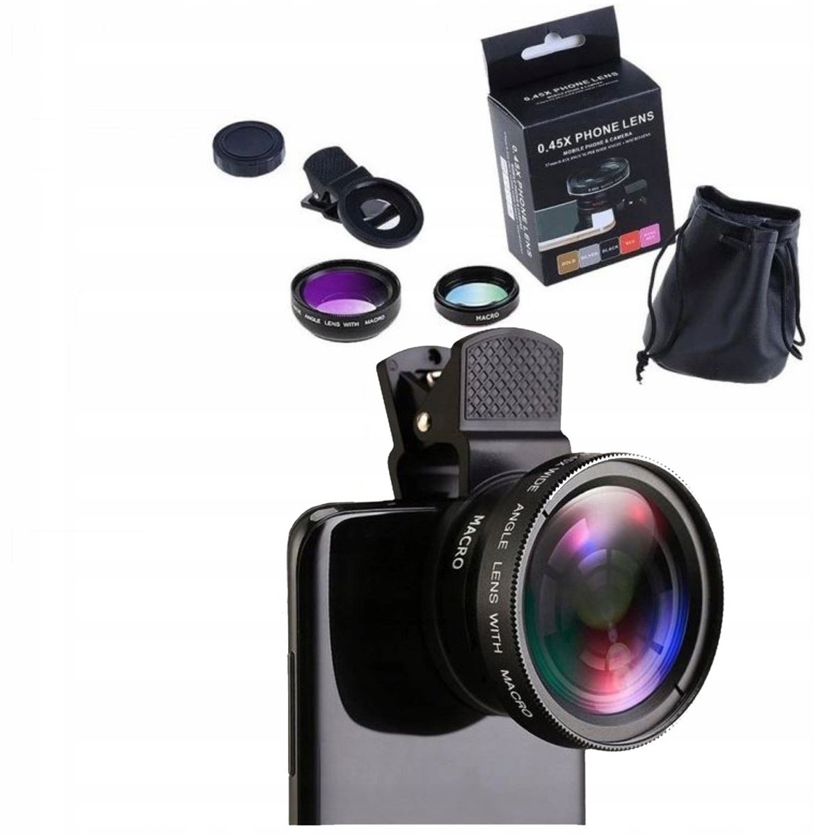 Zestaw 2w1 obiektyw do telefonu makro szeroki kąt
