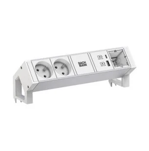 BACHMANN DESK2 ALU WHITE 2xUTE 1xCM 1xUSB A/C 22W 0,2m GST18 - Listwy zasilające - miniaturka - grafika 1
