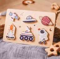 Zabawki interaktywne dla dzieci - Kosmos Układanka Drewniana 7 Elementów - miniaturka - grafika 1