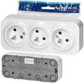 Gniazdka elektryczne - Gniazdo Elektryczne natynkowe potrójne 230V Orno biały - miniaturka - grafika 1