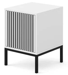 Biała szafka pod biurko z lamelami w stylu glamour B0-N75 - Szafki nocne Biała szafka pod biurko z lamelami w stylu glamour B0-N75 - Szafki nocne - miniaturka - grafika 1