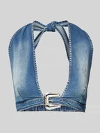 Koszulki i topy damskie - Top na ramiączkach z obszyciem ozdobnymi kamieniami i sprzączką - miniaturka - grafika 1