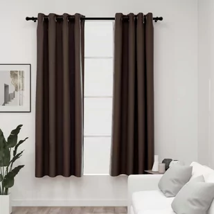 vidaXL Zasłony stylizowane na lniane, 2 szt., taupe, 140x175 cm - Zasłony - miniaturka - grafika 1