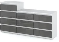 Szafki RTV - Komoda 10 Szuflad Duża Nowoczesna Szafka Rtv Hugo 160cm Biały Szary Połysk - miniaturka - grafika 1