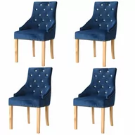 Krzesła - vidaXL Krzesła do jadalni, 4 szt., drewno dębowe, niebieski aksamit - miniaturka - grafika 1