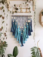 Dekoracje domu - Makrama morska dekoracja z chwostami, niebieska ozdoba na ścianę - miniaturka - grafika 1
