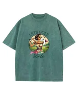 Koszulki i topy damskie - Damska koszulka oversize efekt sprania Golf Sport Kobieta Zielona M - miniaturka - grafika 1