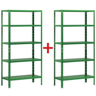 Regał półkowy 1+1 GRATIS, 1800x900x400 mmmm, 5 półek, nośność półki 70 kg, zielony - Szafy i regały magazynowe - miniaturka - grafika 1