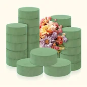 Rękodzieło - TEMU 20-pak okrągłych wysokogęstościowych zielonych mokrych kwiatowych klocków błota - trwała pianka plastikowa do bukietów ślubnych, dekoracji - miniaturka - grafika 1