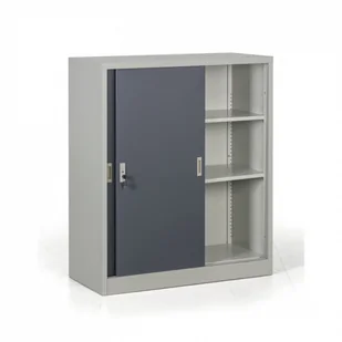 B2B Partner Metalowa szafa z przesuwnymi drzwiami, demontowana, 2 półki, 1000 x 1200 x 450 mm, ciemnoszary 908022 - Szafy biurowe - miniaturka - grafika 5