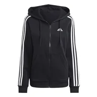 Bluzy damskie - adidas Damska bluza z kapturem Essentials z 3 paskami i zamkiem błyskawicznym - miniaturka - grafika 1