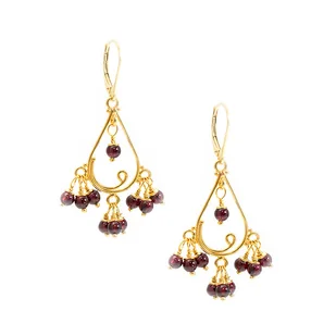 Ekskluzywne kolczyki pozłacane srebro 925 granaty bordowe z granatami - Kolczyki - miniaturka - grafika 1