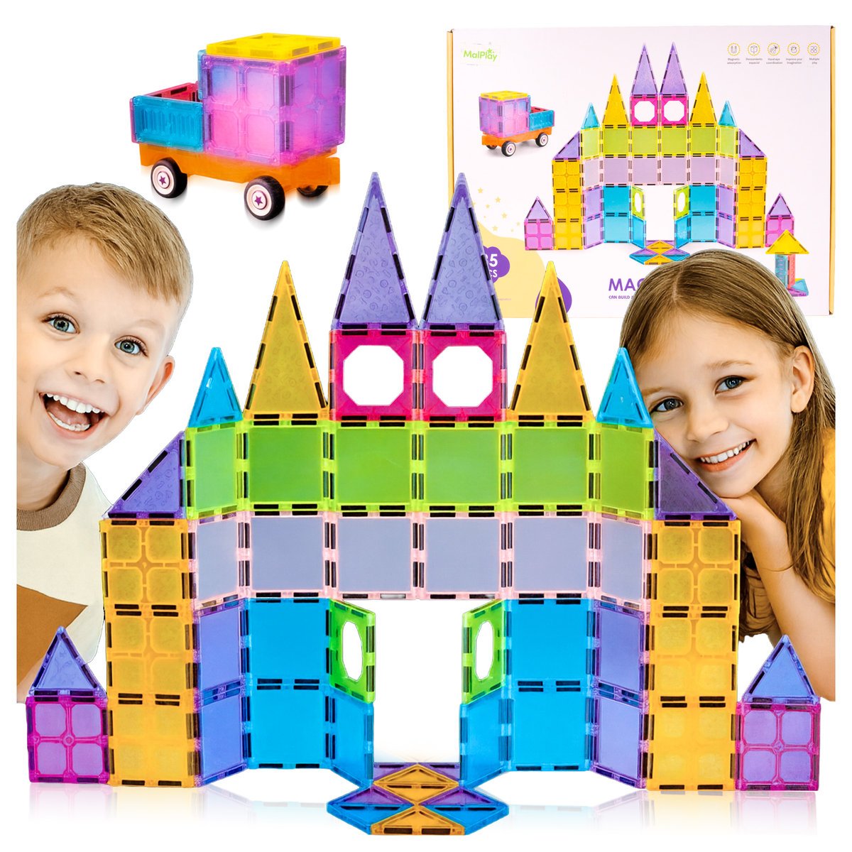 Klocki Magnetyczne Edukacyjne Układanka Dla Dzieci Zestaw 85 Elementów 3D