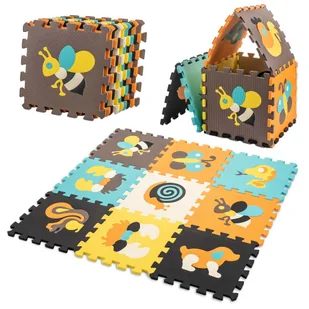 Mata edukacyjna piankowa puzzle zwierzątka kolorowa 85x85x1cm 9 elementów  kolorowa folia - Maty piankowe - miniaturka - grafika 1