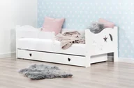 Łóżka dla dzieci i młodzieży - Lelu Design Łóżko 140x80cm Mr Moth z szufladą serduszka kolor biały - miniaturka - grafika 1