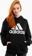 Bluzy damskie - Adidas Bluza damska adidas Essentials Big Logo Oversized French Terry Hoodie czarna HR4934 XS - miniaturka - grafika 1