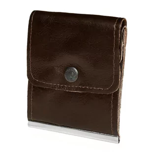 Portfele - Banknotówka portfel brązowy etui na pieniądze retro uniseks skórzane brązowy, beżowy - grafika 1