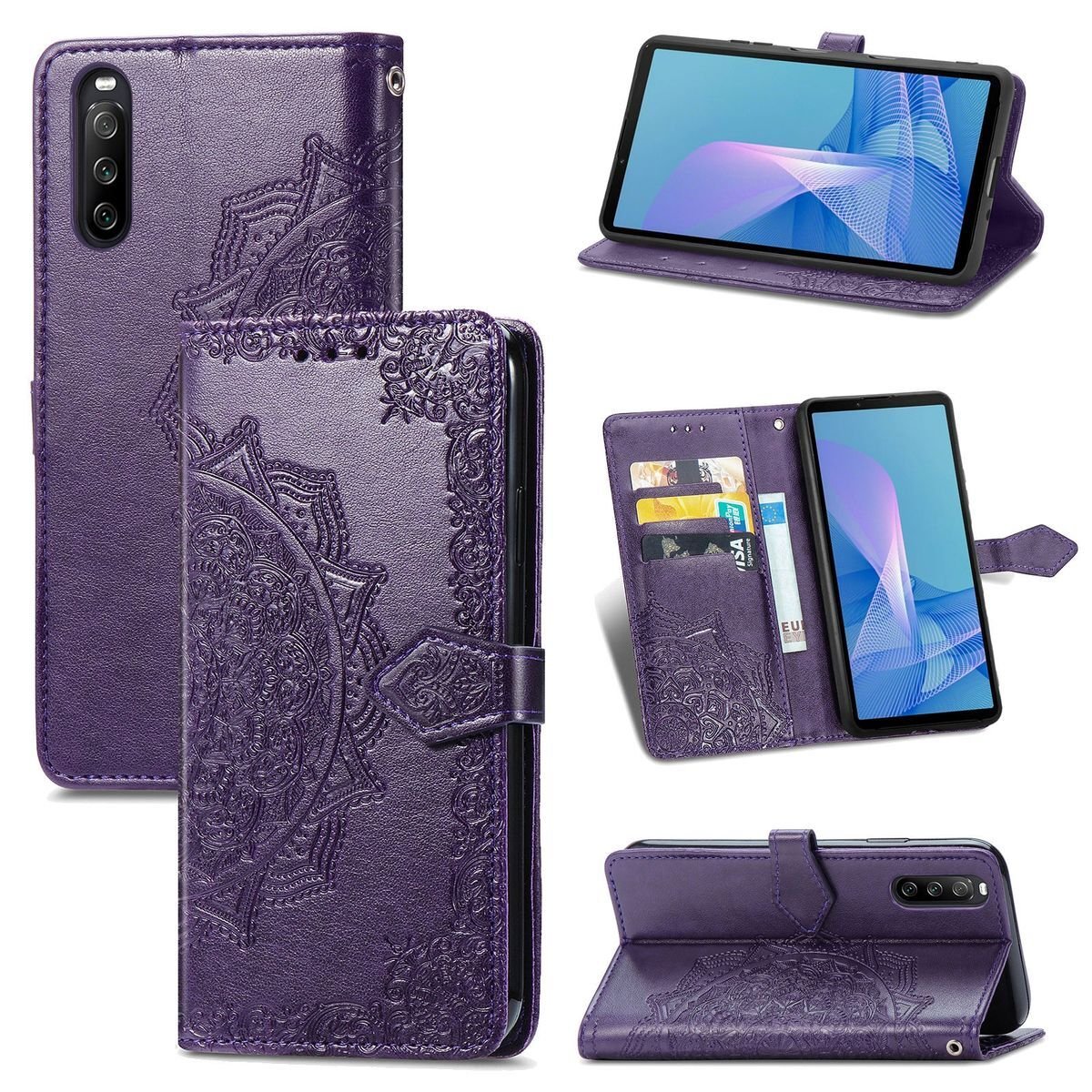 Etui na telefon komórkowy König Design kompatybilne z Sony Xperia 1 III z syntetycznej skóry - Etui na telefon komórkowy fioletowe