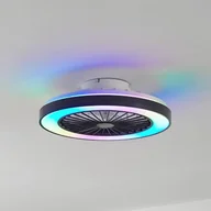 Wentylatory sufitowe - Lindby Wentylator sufitowy LED Teleo, czarny, DC, cichy, Tuya - miniaturka - grafika 1